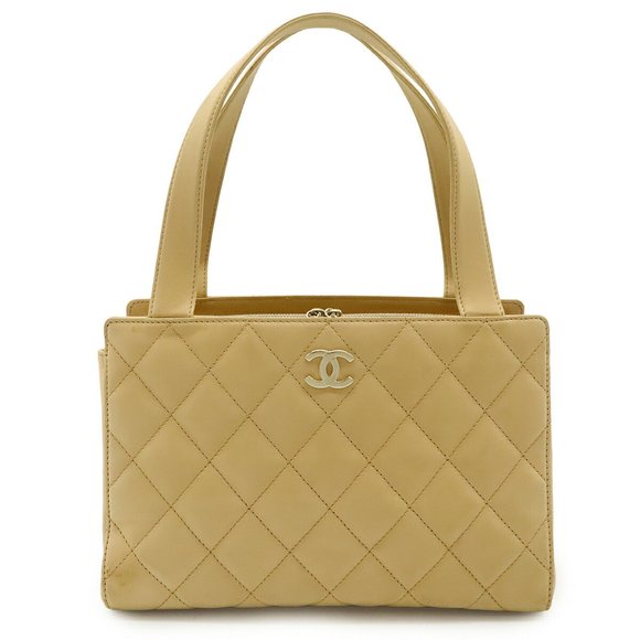 CHANEL Matelasse Coco Mark Tote Bag Shoulder Handbag Leather Beige - Picture 1 of 10